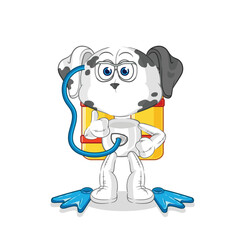 dalmatian dog diver cartoon. cartoon mascot vector