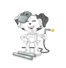 dalmatian dog welder mascot. cartoon vector