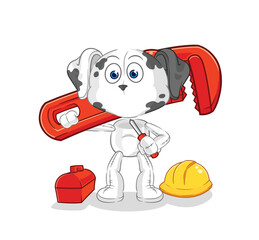 dalmatian dog plumber cartoon. cartoon mascot vector