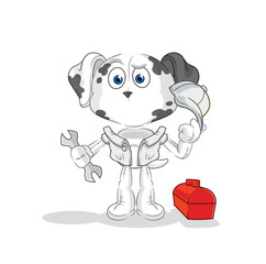 dalmatian dog mechanic cartoon. cartoon mascot vector