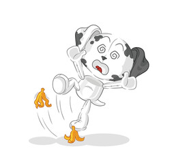 dalmatian dog slipped on banana. cartoon mascot vector