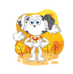 dalmatian dog in the autumn. cartoon mascot vector