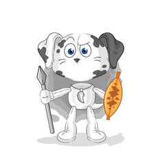 dalmatian dog african tribal fighter mascot. cartoon vector