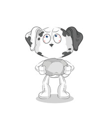 dalmatian dog lifting rock cartoon character vector