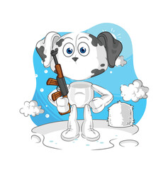 dalmatian dog soldier in winter. character mascot vector