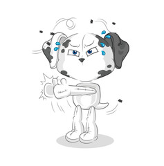 dalmatian dog swat fly character. cartoon mascot vector