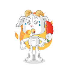 mountain goat eat hot chilie mascot. cartoon vector