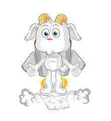 mountain goat with jetpack mascot. cartoon vector