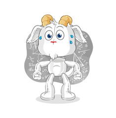mountain goat thinking hard vector. cartoon character