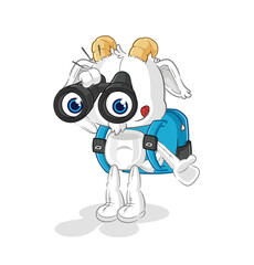 mountain goat with binoculars character. cartoon mascot vector