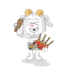 mountain goat scottish with bagpipes vector. cartoon character