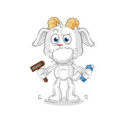mountain goat shave facial hair vector. cartoon character