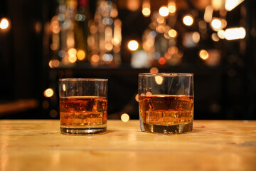 Celebrate whiskey on a friendly party in  restaurant