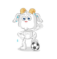 mountain goat playing soccer illustration. character vector