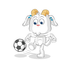 mountain goat kicking the ball cartoon. cartoon mascot vector