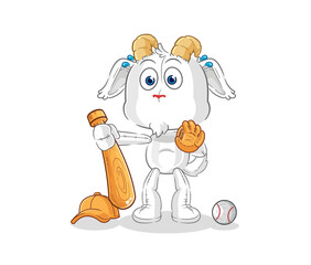 mountain goat baseball Catcher cartoon. cartoon mascot vector