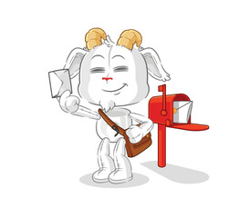 mountain goat postman vector. cartoon character