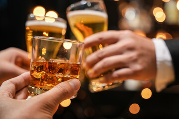 Celebrate whiskey on a friendly party in  restaurant