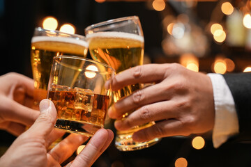 Celebrate whiskey on a friendly party in  restaurant