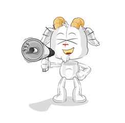 mountain goat holding hand loudspeakers vector. cartoon character