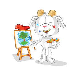 mountain goat artist mascot. cartoon vector