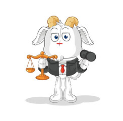 mountain goat lawyer cartoon. cartoon mascot vector