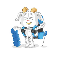 mountain goat go camping mascot. cartoon vector