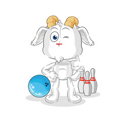 mountain goat play bowling illustration. character vector