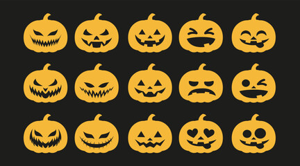Halloween set pumpkin stickers bright Silhouette 2