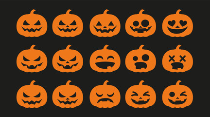 Halloween set pumpkin stickers bright Silhouette 1