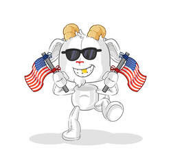 mountain goat american youth cartoon mascot vector