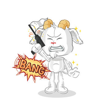 mountain goat warning shot mascot. cartoon vector