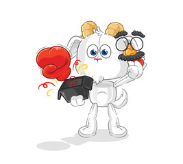 mountain goat prank glove in the box. cartoon mascot