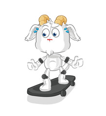 mountain goat riding skateboard cartoon character vector