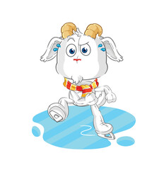 mountain goat ice skiing cartoon. character mascot vector