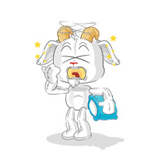 mountain goat yawn character. cartoon mascot vector