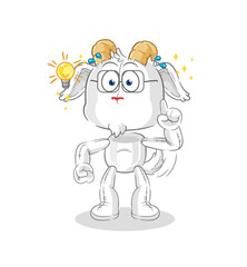 mountain goat got an idea cartoon. mascot vector