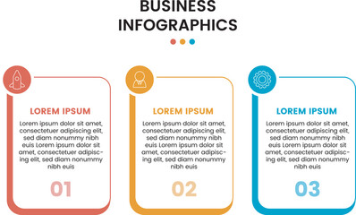 3 step infographics. Business infographic template. steps or processes.  Infographics for business concept. Can be used for presentations banner, workflow layout, process diagram, flow chart