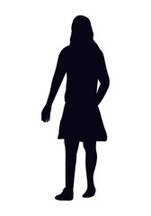 girl walking silhouette style