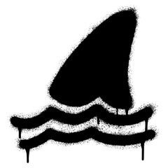 Spray Painted Graffiti Shark icon Word Sprayed isolated with a white background. graffiti Shark icon with over spray in black over white. Vector illustration.