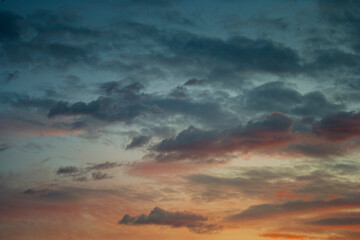 Dramatic sunset cloudscape with scattered clouds