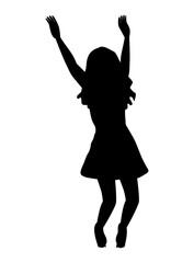 happy girl celebrating silhouette