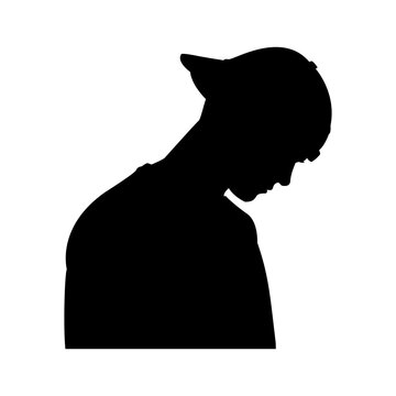recommend clip art: Silhouette of a sport man's head profile in black, vector