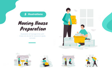 Moving house preparation bundle pack illustration
