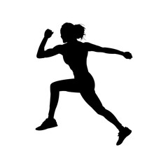 silhouette of female sprinter, Running woman or female fitness runner flat vector icon for exercise apps and websites