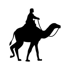 traveler riding camel silhouette