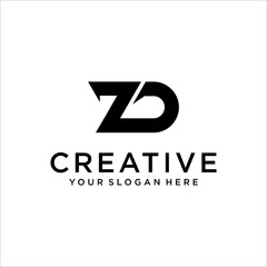 ZD Letter Logo Design Red and Black Colors. Creative Modern Letters Vector Icon Logo Illustration.