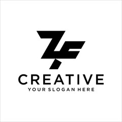 Initial letter ZF uppercase modern logo design template elements.
