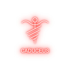 caduceus line neon icon