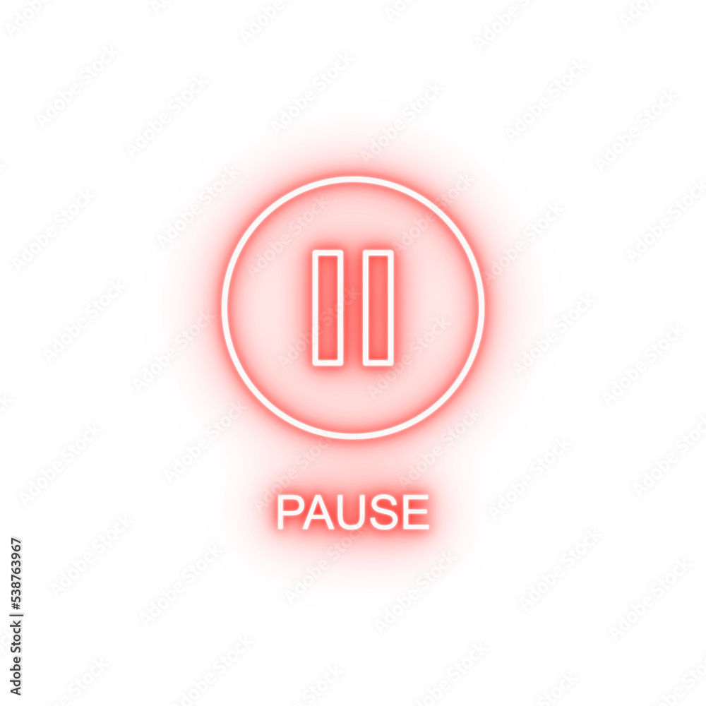 Poster pause sign neon icon